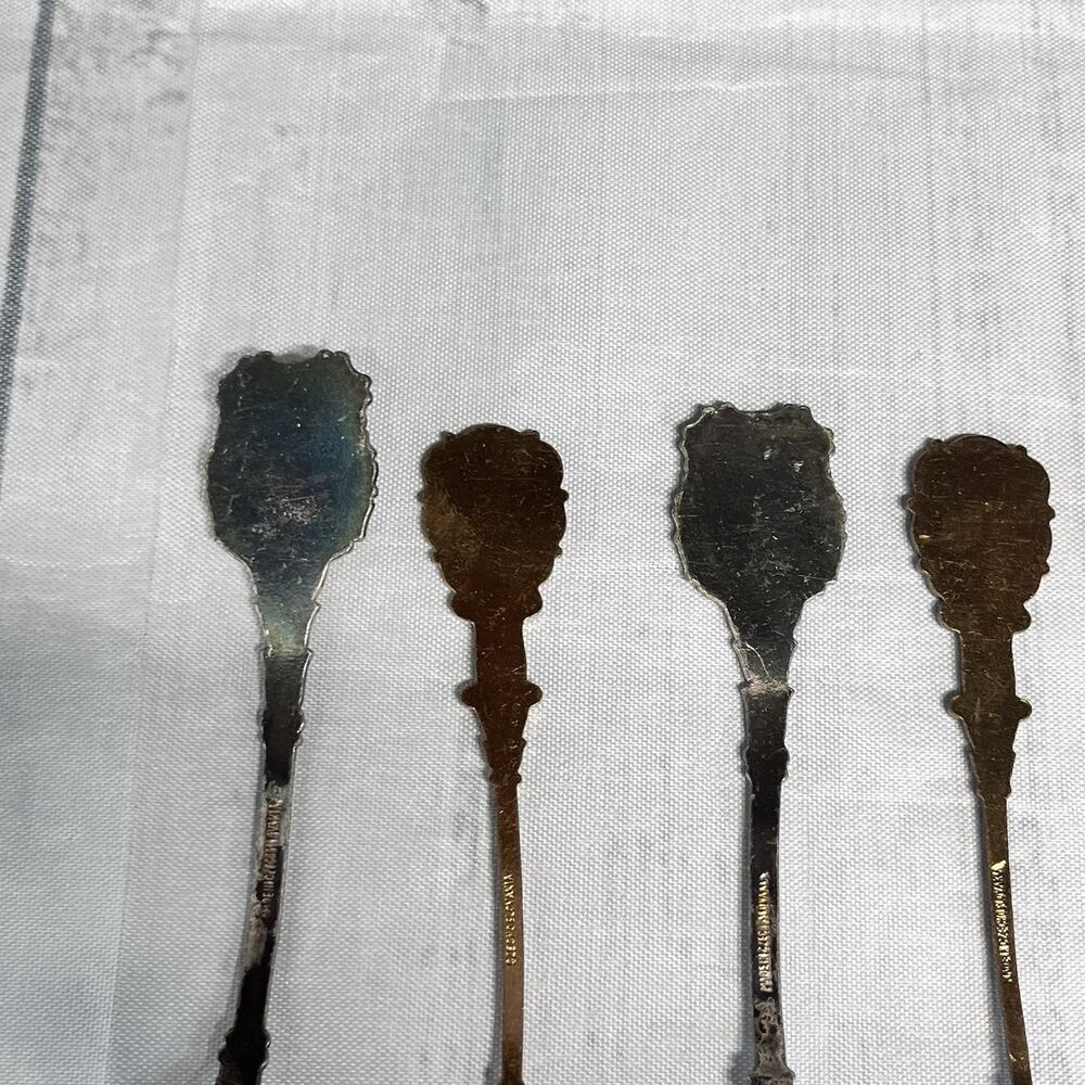 Vintage 6 pc Spoon Lot Czechoslovakia Cloisonné Enamel Floral Maidens (#25B) - Picture 9 of 12